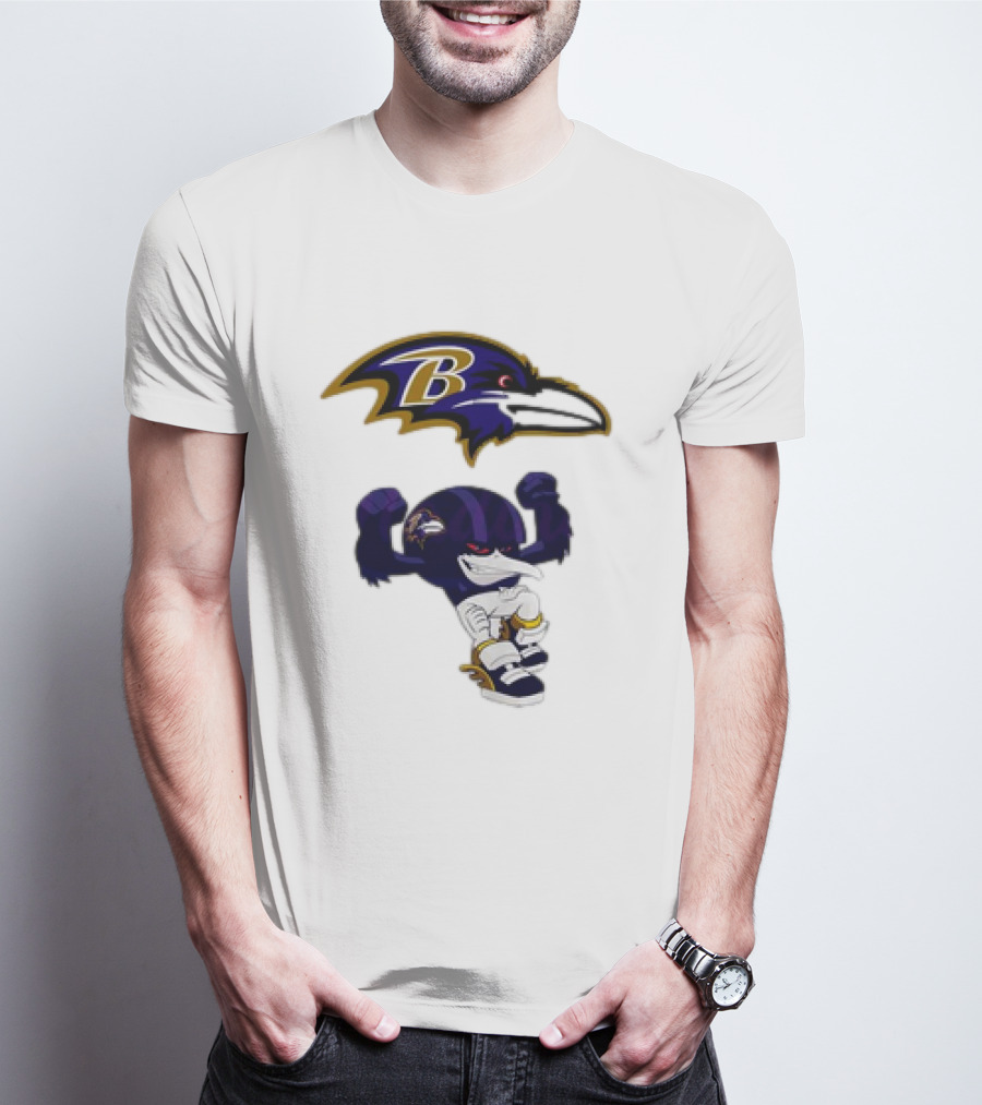 Baltimore Ravens Rush Zone NFL Cartoon Character Ravens Logo 2025 T-Shirt