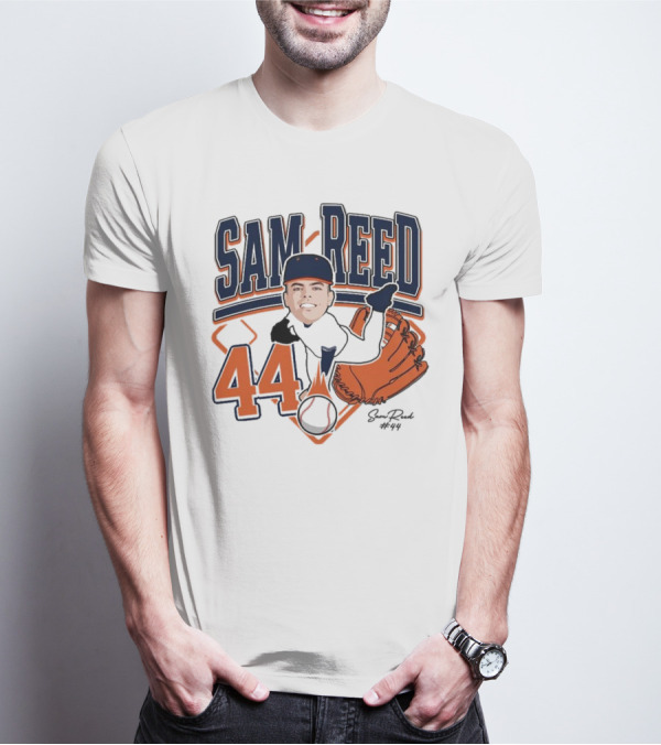 Sam Reed 44 Baseball Glove And Bat Graphic 2025 T-Shirt