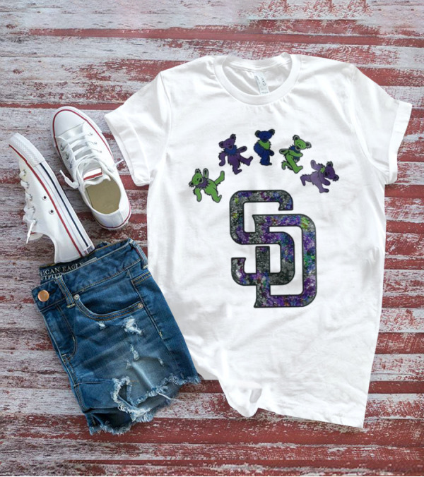 San Diego Padres Grateful Dead Night 2025 Dancing Bears Baseball Event T-Shirt