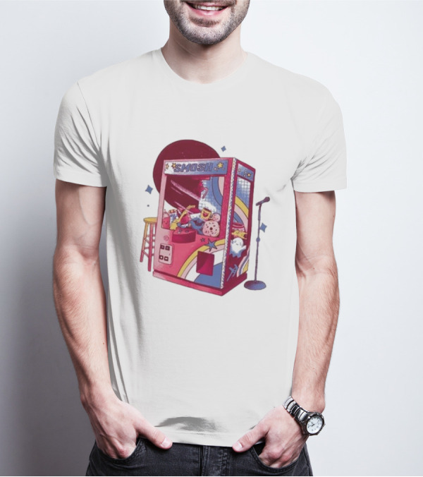Smosh Pit Claw Machine Arcade Theme With Colorful Characters And Microphone T-Shirt