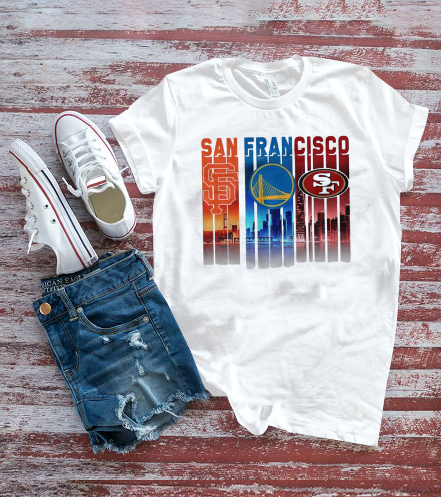San Francisco Giants Warriors 49ers Cityscape Skyline T-Shirt