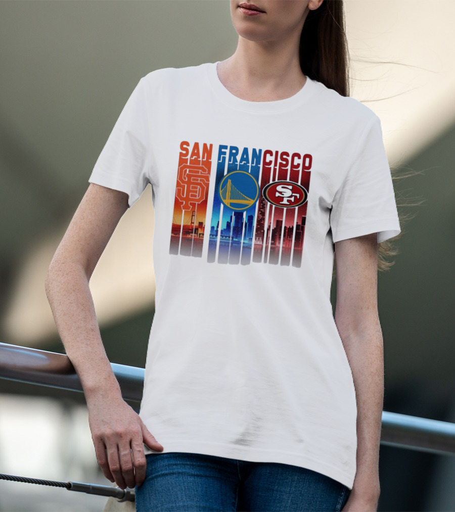 San Francisco Giants Warriors 49ers Cityscape Skyline T-Shirt