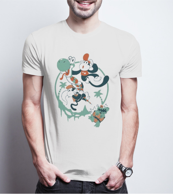 Tropical Adventure With Diddy And Dixie Riding Rattle Snake T-Shirt