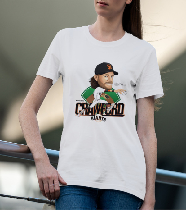 San Francisco Giants Brandon Crawford Caricature Celebrating Legendary Signature T-Shirt