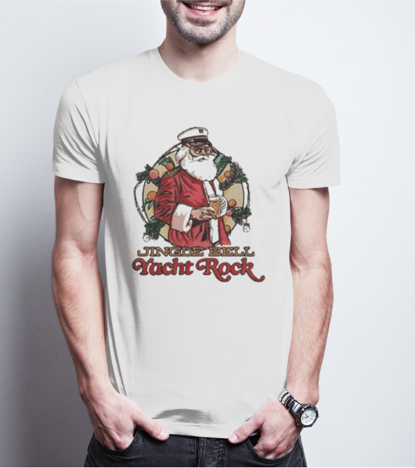 Jingle Bell Yacht Rock Christmas Captain Santa T-Shirt