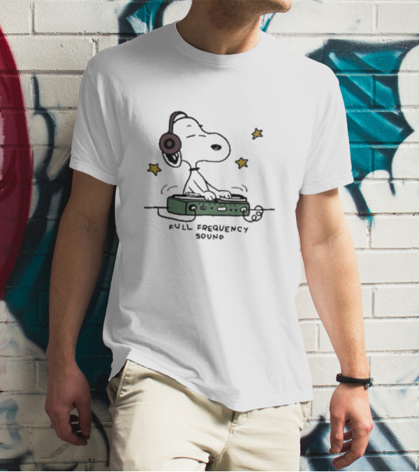 Snoopy Full Frequency Sound With Stars And Audio Equipment T-Shirt