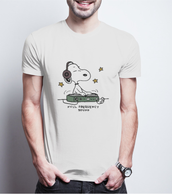 Snoopy Full Frequency Sound With Stars And Audio Equipment T-Shirt