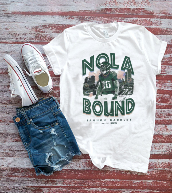 NOLA Bound Saquon Barkley Philadelphia Eagles NFLPA Signature T-Shirt