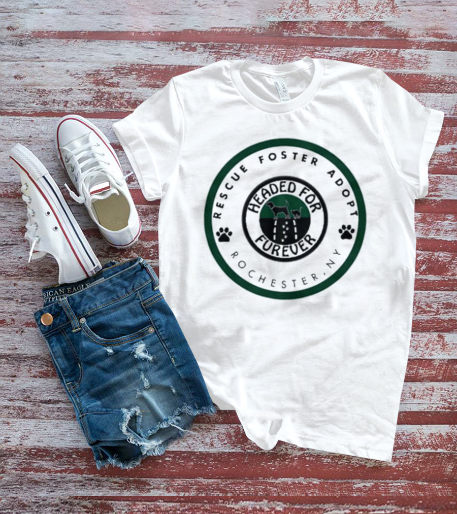 Sarah Carolyn Rescue Foster Adopt Headed For Furever Compassion Cat Paw Halo T-Shirt