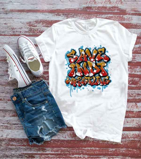 Save Indi Wrestling Graffiti Style Bold Text T-Shirt
