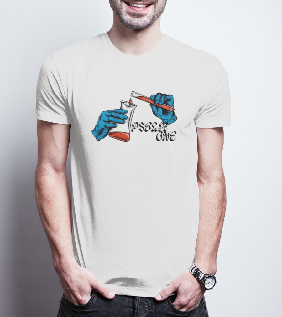 Science Of Psalm Blue Hands With Red Test Tube And Droplet T-Shirt