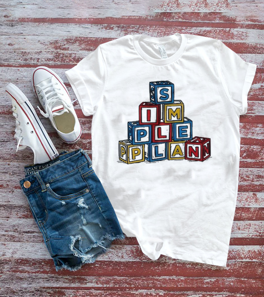 Simple Plan Alphabet Block Letter Stack T-Shirt