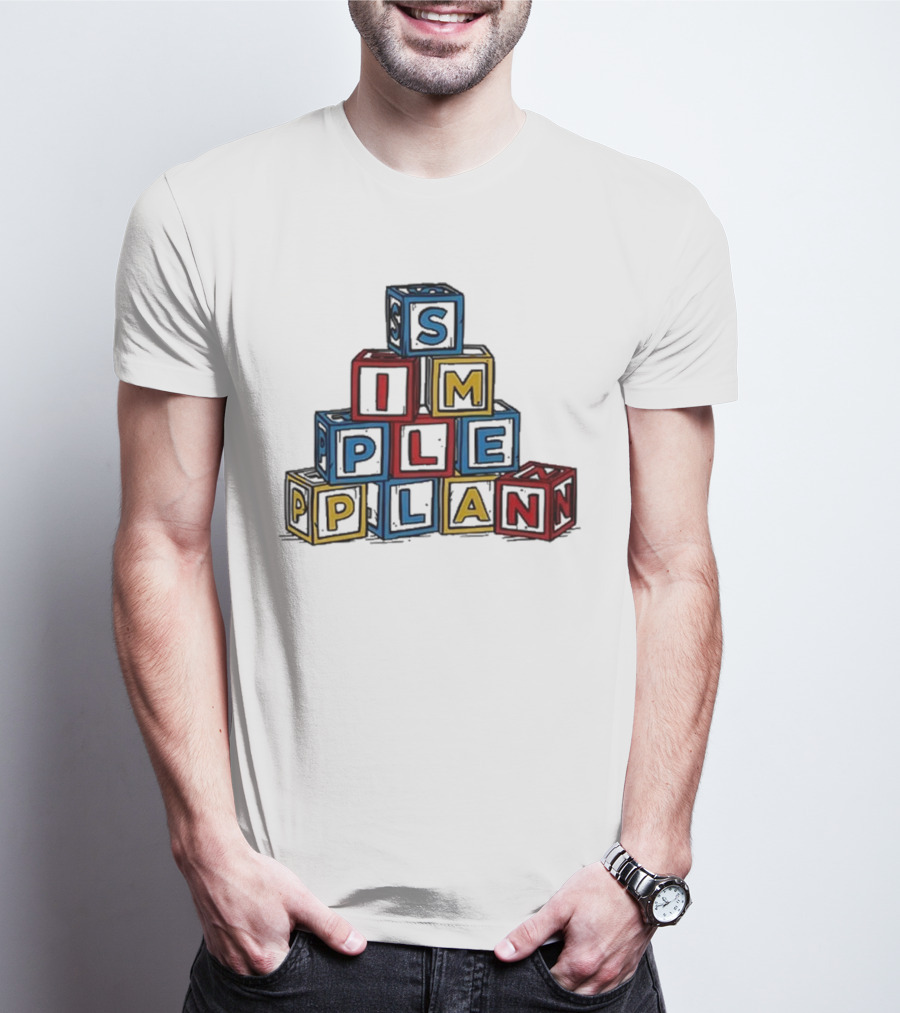 Simple Plan Alphabet Block Letter Stack T-Shirt