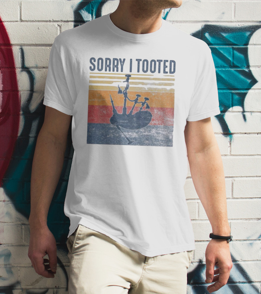 Sorry I Tooted Bagpipe Vintage Retro Stripes T-Shirt