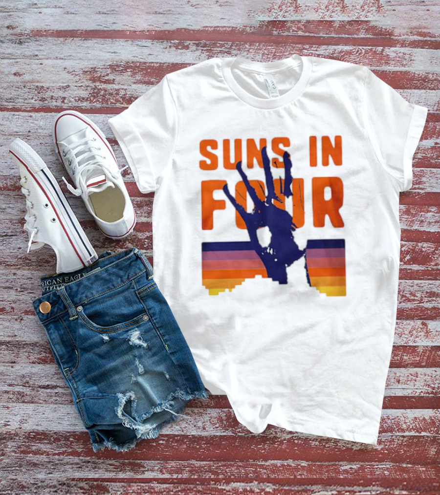 Suns In Four Handprint Orange And Purple Stripes T-Shirt