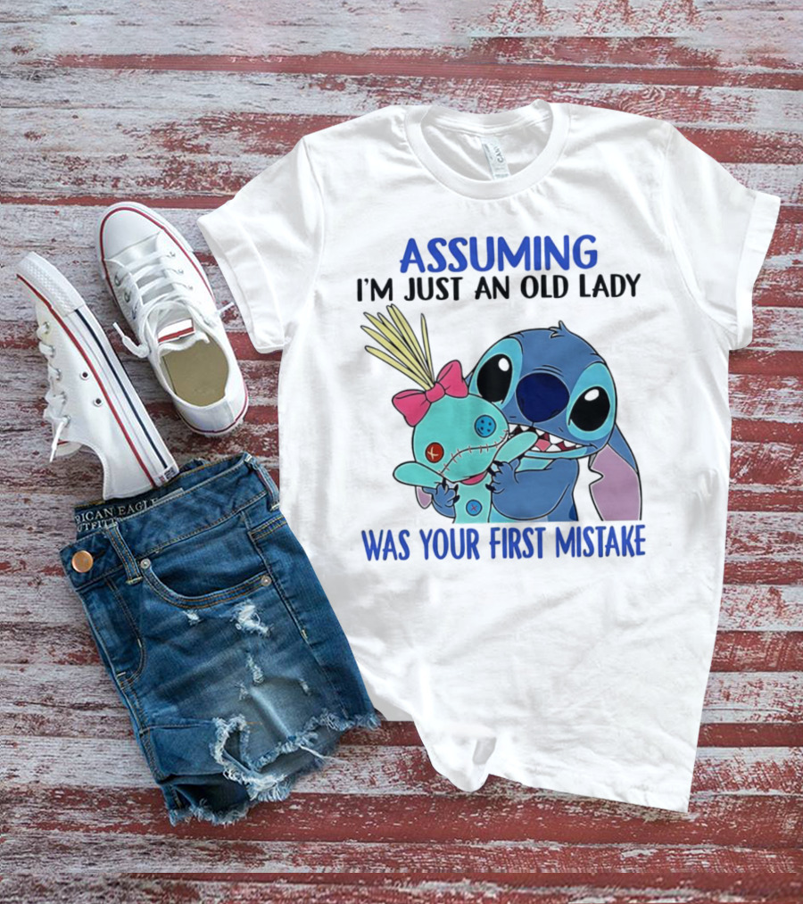 Assuming I'm Just An Old Lady Was Your First Mistake Stitch Holding Voodoo Doll T-Shirt