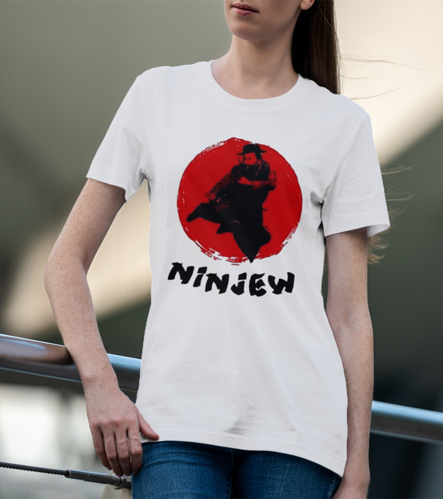 Ninjew Red Circle Kick Martial Arts Style T-Shirt