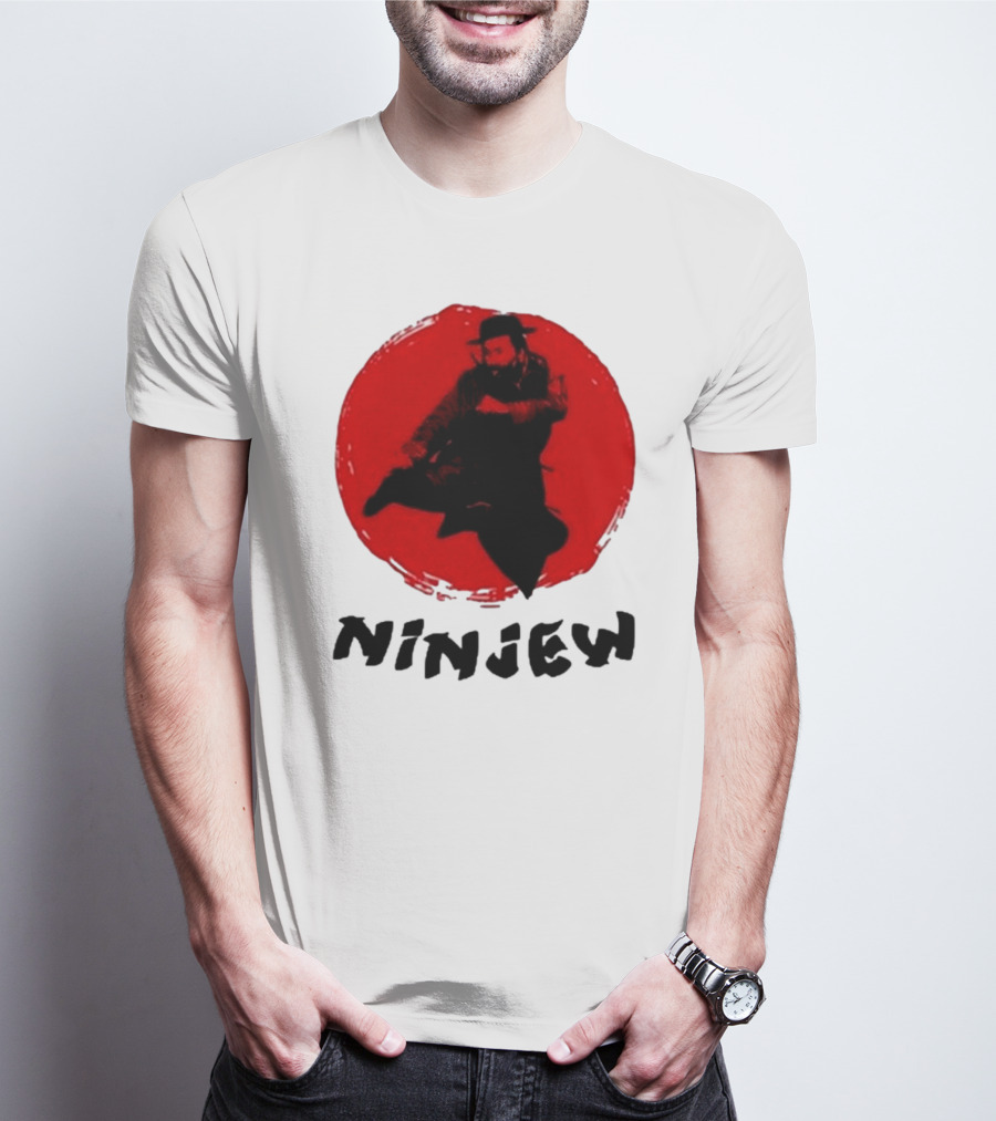 Ninjew Red Circle Kick Martial Arts Style T-Shirt