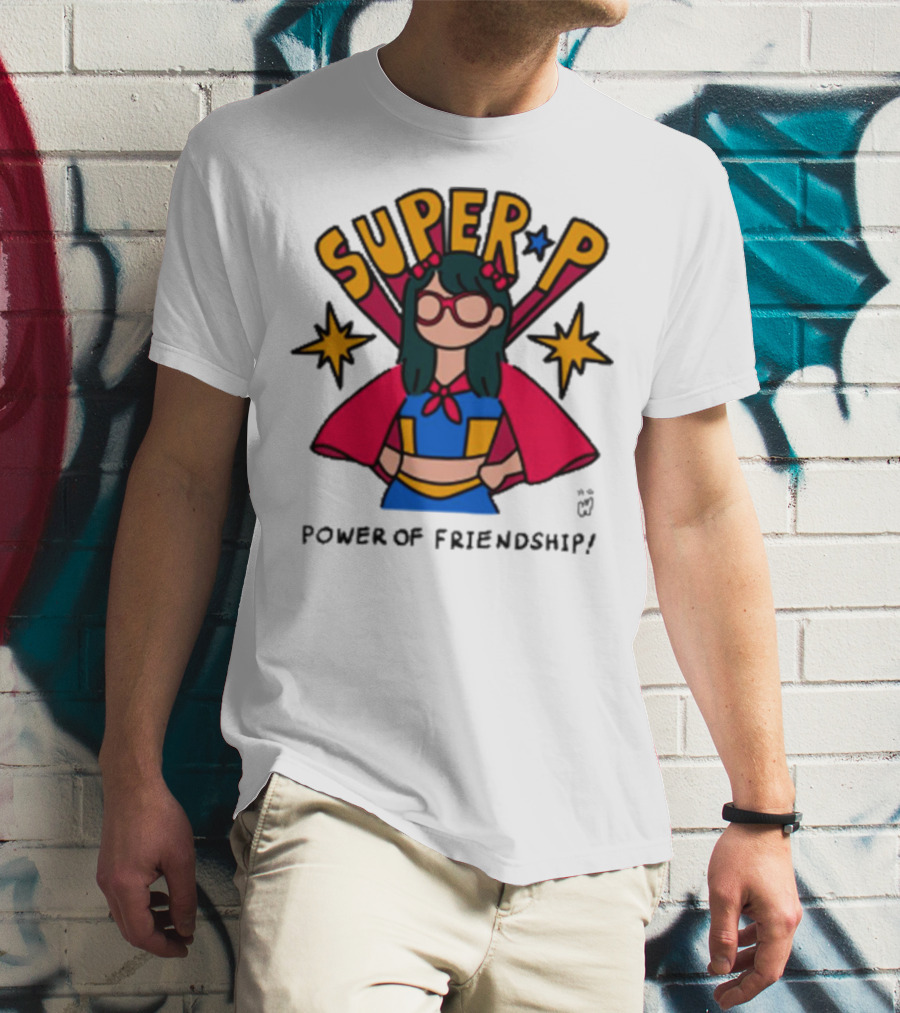 Super P Pastel Superhero Cartoon Character Friendship T-Shirt
