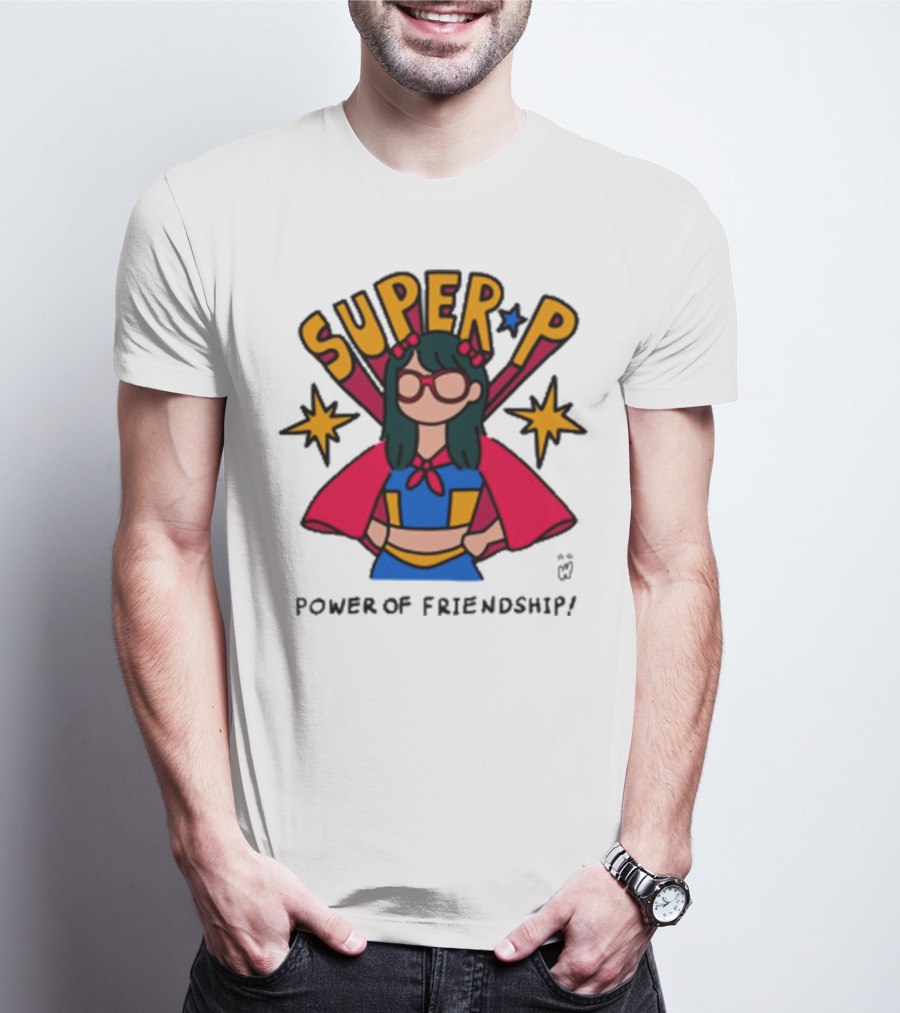 Super P Pastel Superhero Cartoon Character Friendship T-Shirt