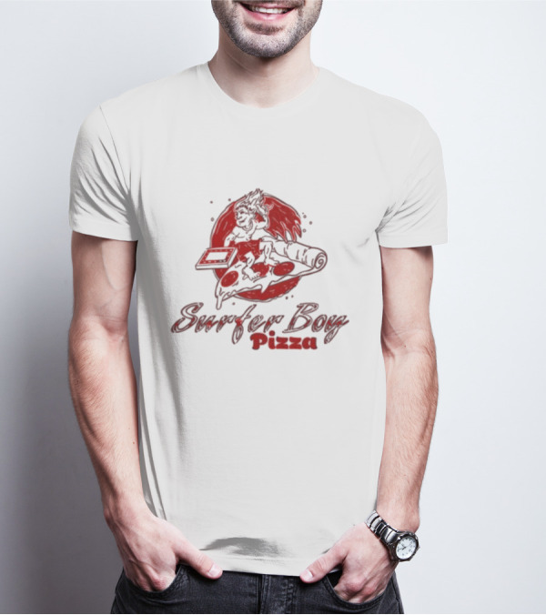 Surfer Boy Pizza Wave And Slice Graphic T-Shirt