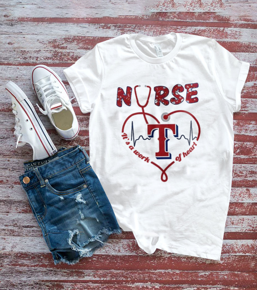 Texas Rangers Nurse Heartbeat Stethoscope 2025 Appreciation T-Shirt