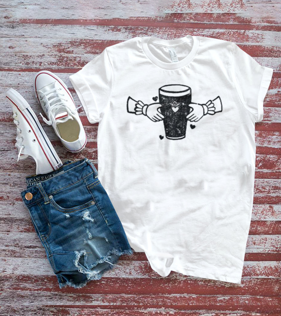 Claddagh Pint With Heart And Hands Embrace T-Shirt