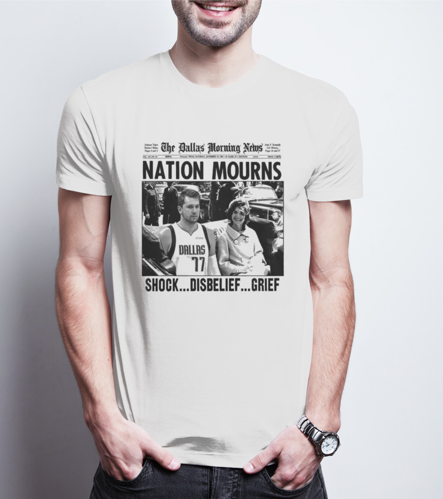 The Dallas Morning News Nation Mourns Shock Disbelief Grief Basketball Player And Smiling Woman T-Shirt