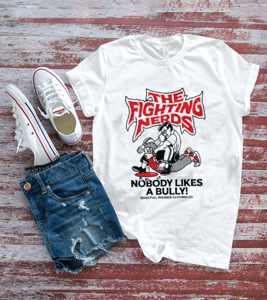 The Fighting Nerds Nobody Likes A Bully Cartoon Robot Battle T-Shirt