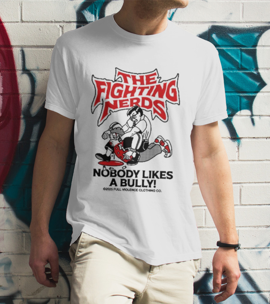 The Fighting Nerds Nobody Likes A Bully Cartoon Robot Battle T-Shirt