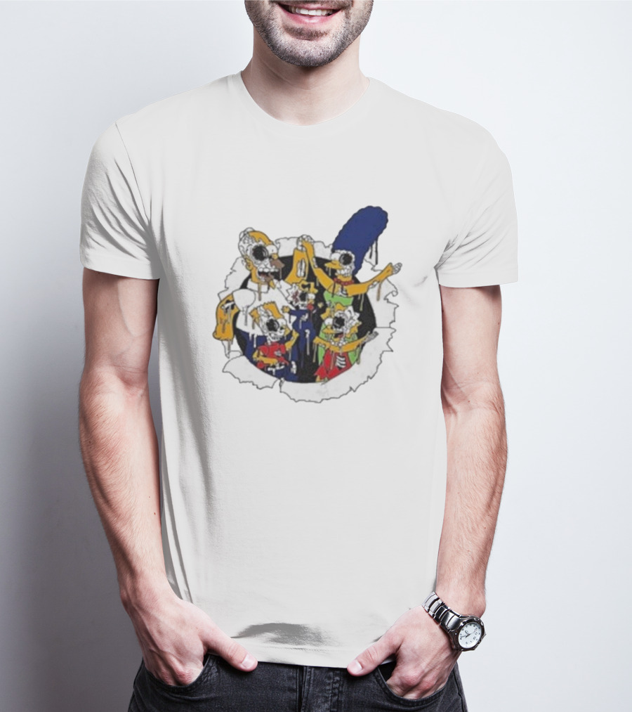 Zombie Family Simpsons Characters Dripping Melting Style T-Shirt
