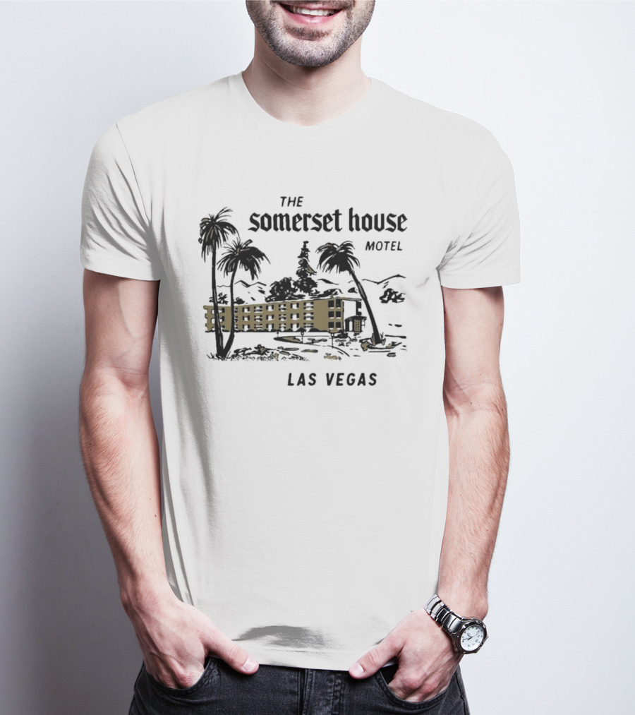 The Somerset House Motel Vintage Las Vegas Retro Style Building Outline T-Shirt