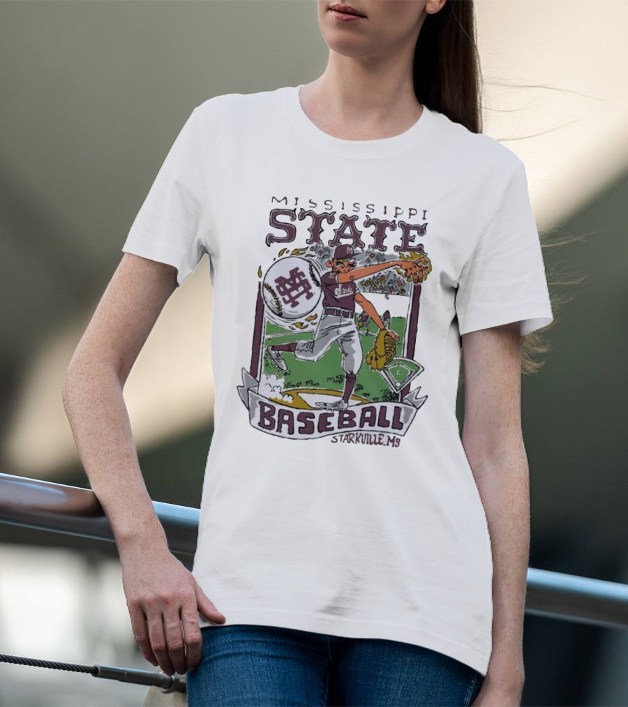 Mississippi State Baseball Starkville MS Wonky Cards T-Shirt