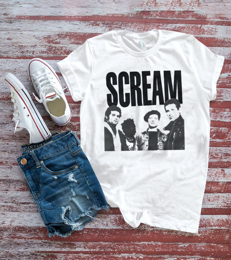 SCREAM Logo With Cartoon Band Graphic T-Shirt
