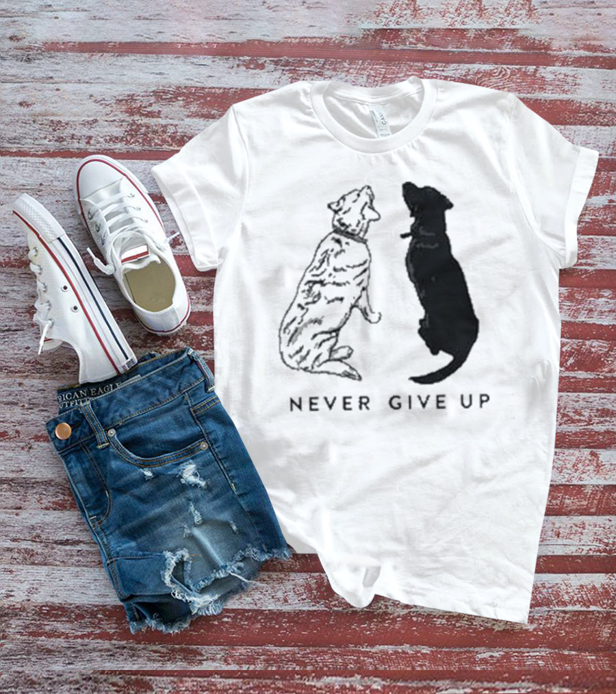 Never Give Up Dog Silhouettes Tors T-Shirt