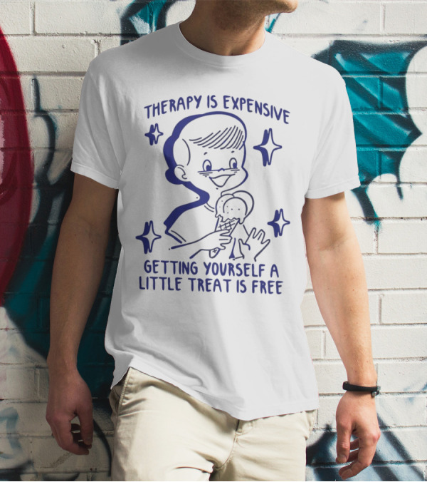 Therapy Is Expensive Getting Yourself A Little Treat Is Free Nostalgic Ice Cream Boy T-Shirt
