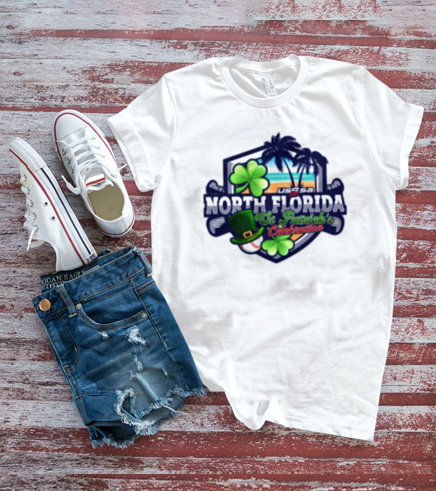 USSSA North Florida St Patrick’s Celebration March 15-16 2025 Shamrock Hat Palm Trees Baseball T-Shirt