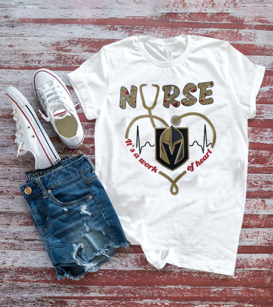 Vegas Golden Knights Nurse Heart Of Gold Appreciation Night 2025 T-Shirt