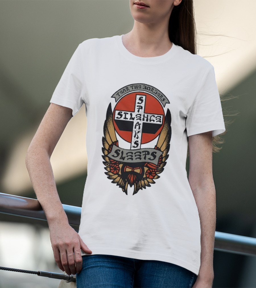 Tear The Borders Silence Speaks While She Sleeps Wings Cross Emblem T-Shirt