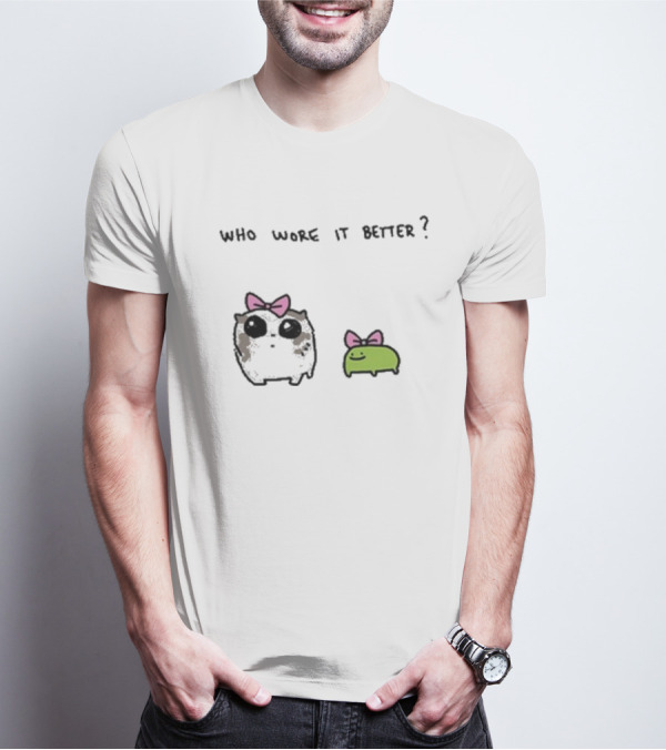 Who Wore It Better Bow Tie Otter And Green Blob T-Shirt