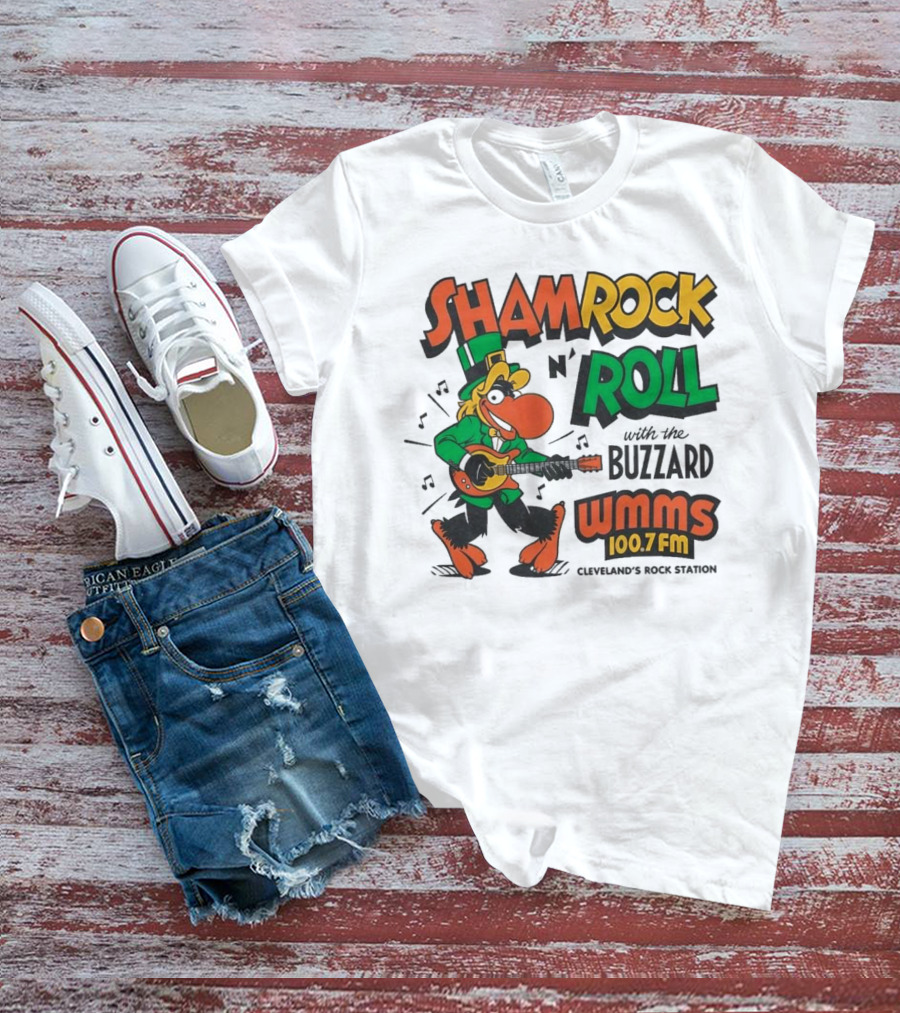 Shamrock N Roll With The Buzzard WMMS 100.7 FM Cleveland's Rock Station T-Shirt
