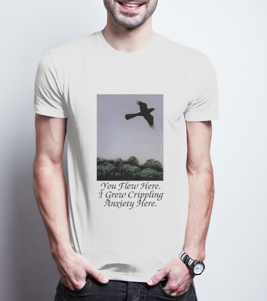 You Flew Here I Grew Crippling Anxiety Here Plane And Nature Scene T-Shirt