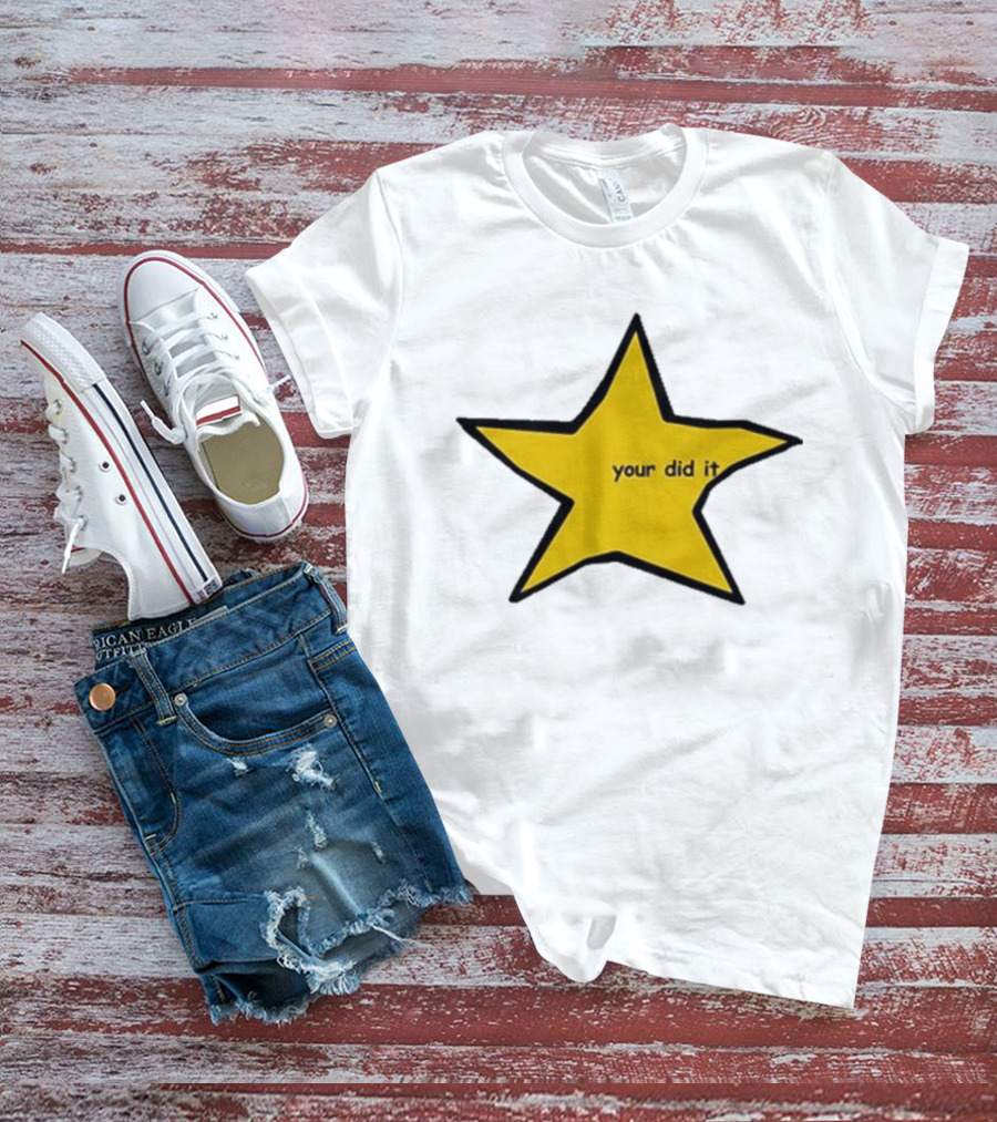 Your Did It Star Yellow Five-Point Shape T-Shirt