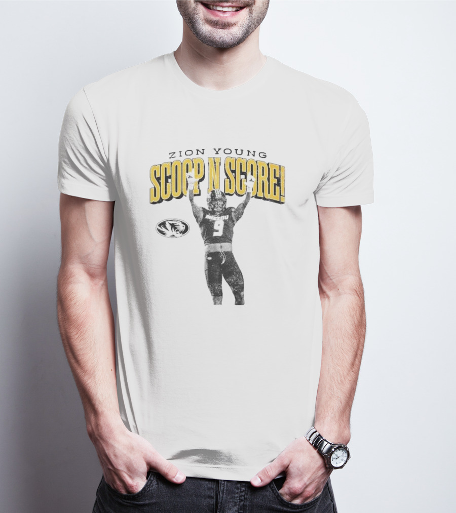 Zion Young Scoop N Score Missouri Tigers Player Number 9 Celebrate Victory T-Shirt