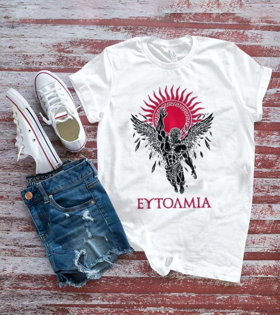 Ευτολμια Fearless Winged Figure With Radiant Sun Symbol T-Shirt