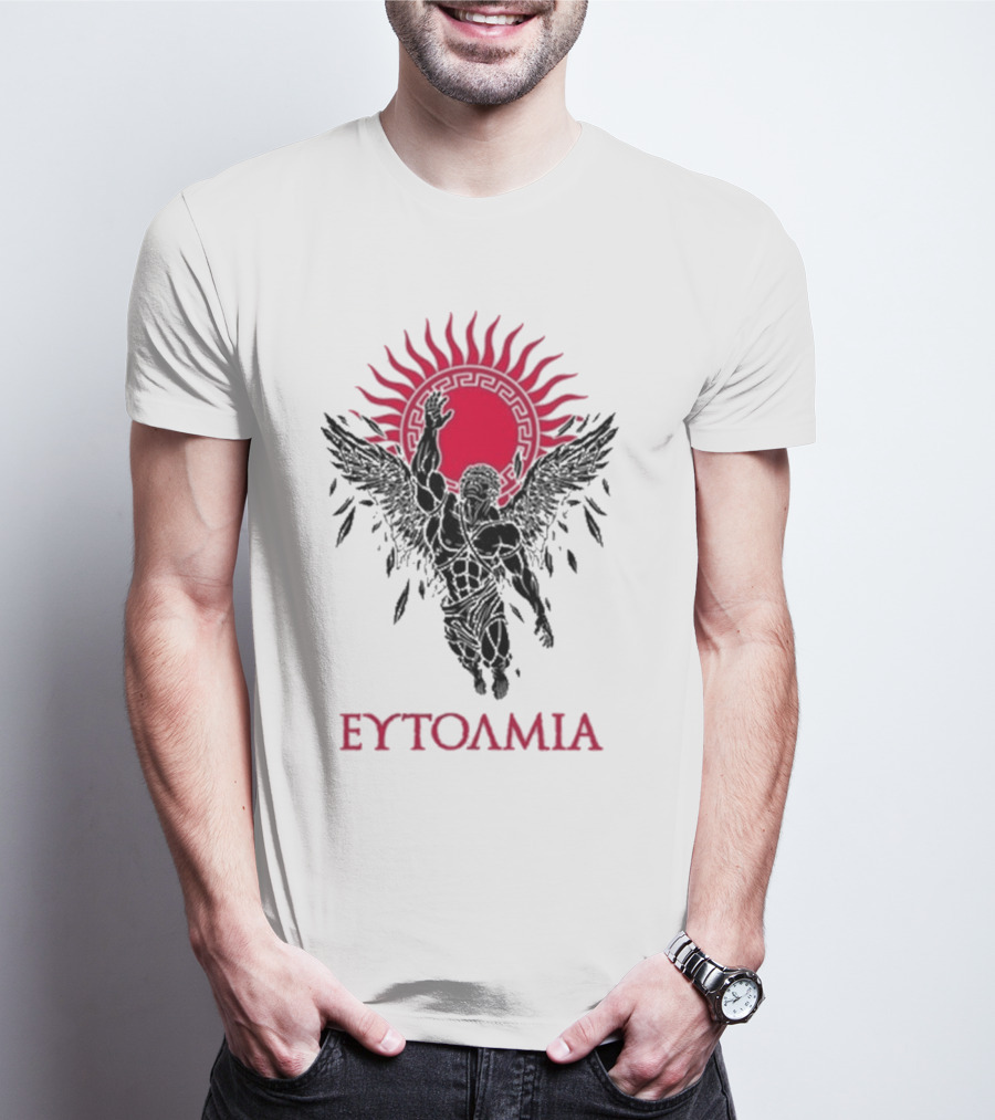 Ευτολμια Fearless Winged Figure With Radiant Sun Symbol T-Shirt