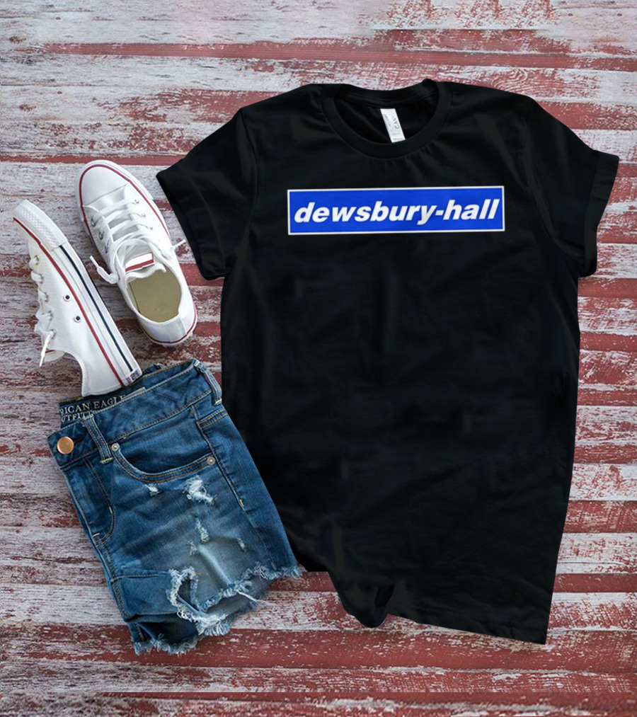 Dewsbury Hall Bold White Text On Blue T-Shirt