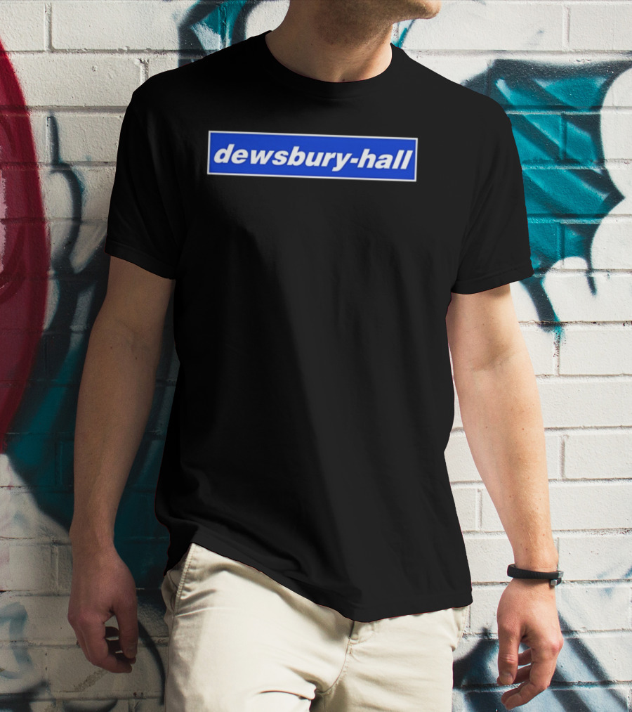 Dewsbury Hall Bold White Text On Blue T-Shirt