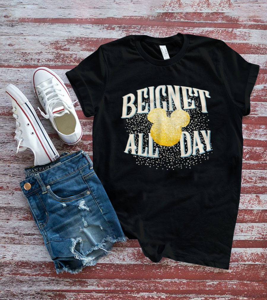 Disney Beignet All Day Mickey Mouse Powdered Sugar Delight T-Shirt