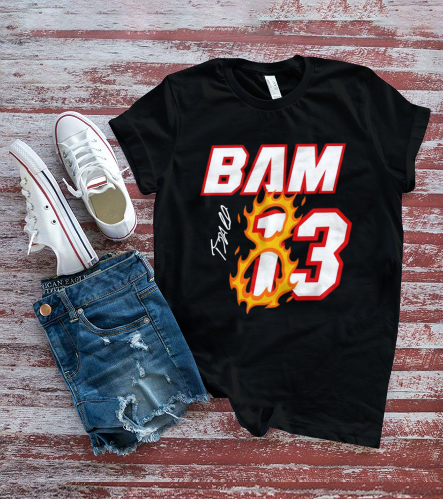 Bam Adebayo Miami Heat BAM 13 Flaming Signature T-Shirt